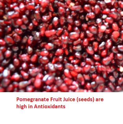 Pomegranate Fruit Juice (seeds) are high in Antioxidants Pomegranate Fruit Juice (seeds) are high in Antioxidants
