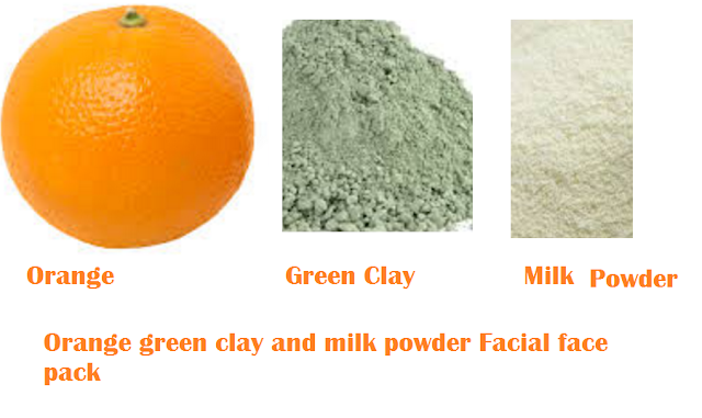 Orange green clay and milk powder Facial face pack Orange green clay and milk powder Facial face pack